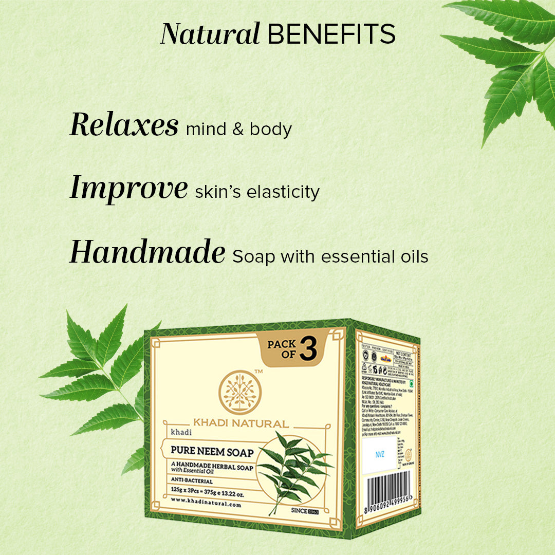 Khadi Natural Herbal Pure Neem Soap Combo Pack Of 3 – 125gm Each 
