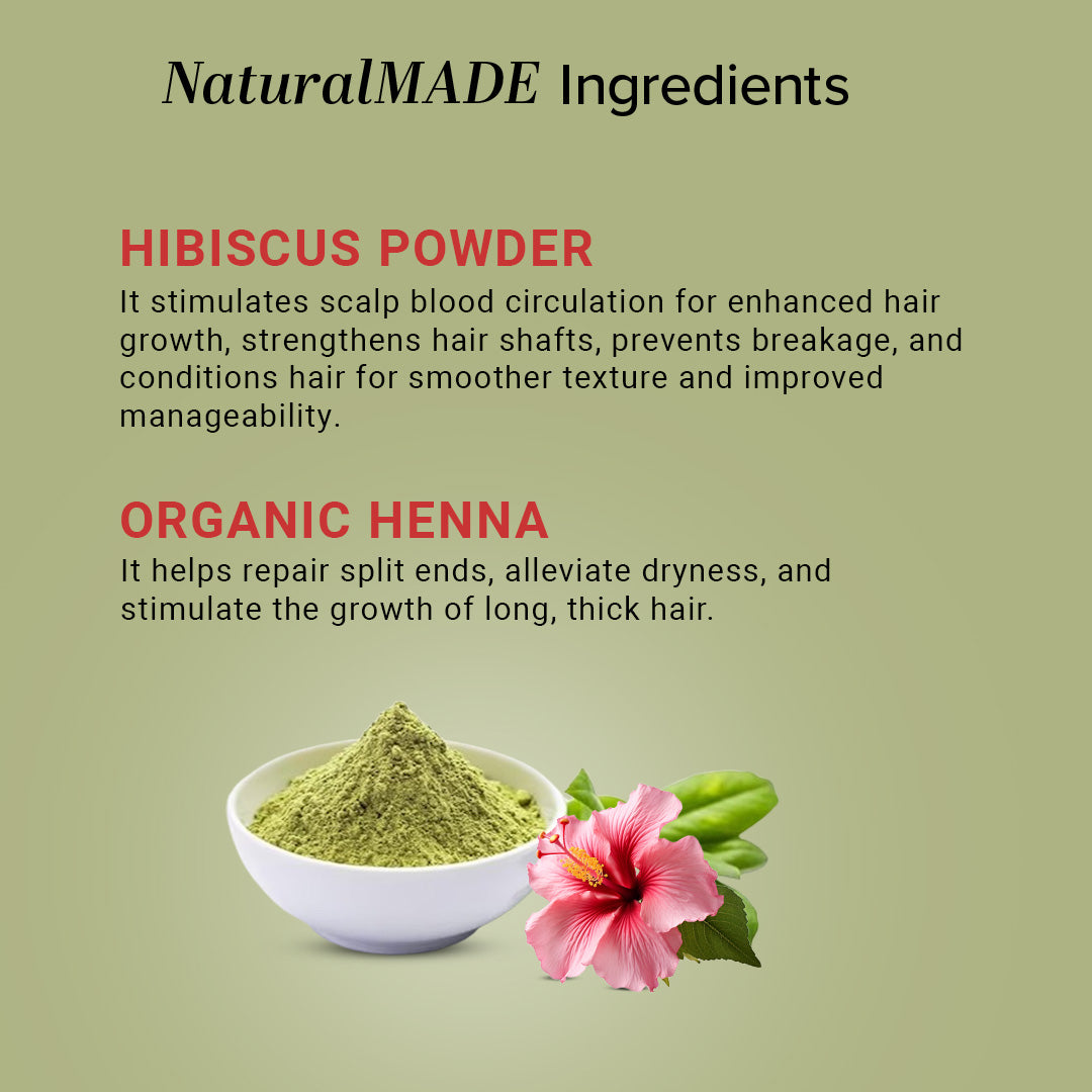 Khadi Natural Organic Henna & Hibiscus Flower Hair Coloring Powder - 100% Natural - 100gm 