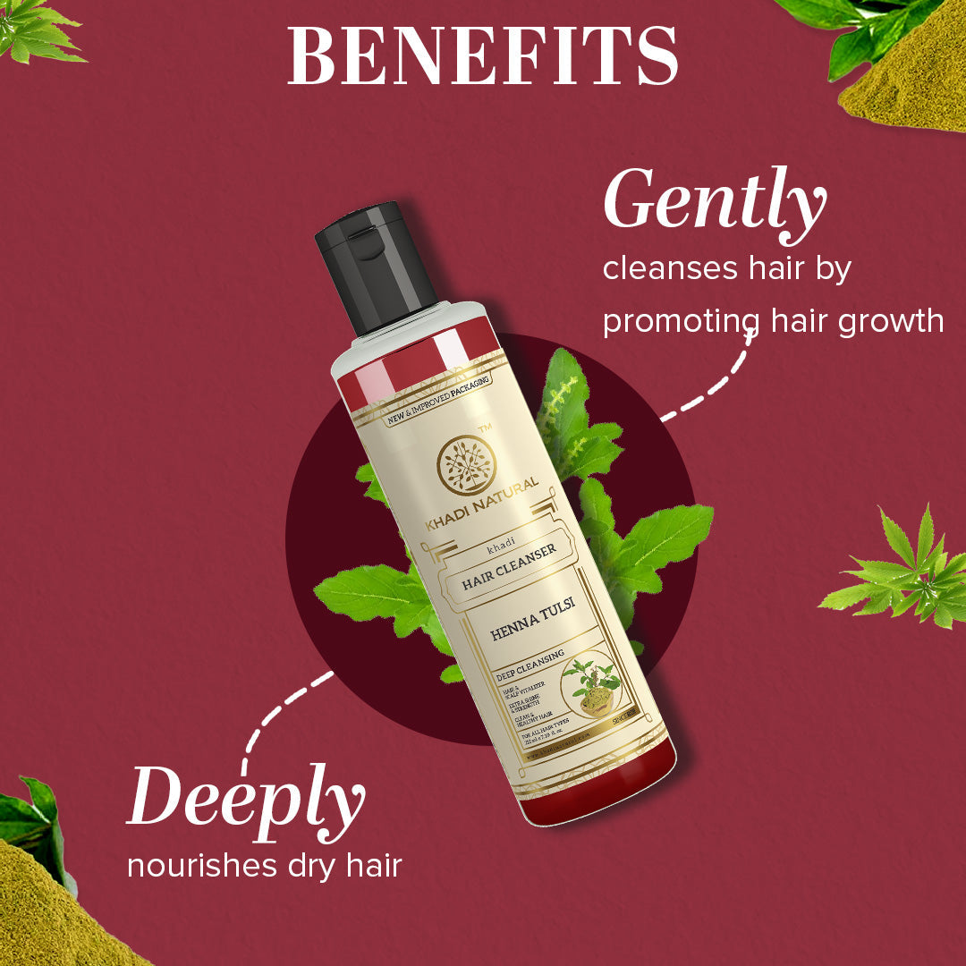 Khadi Natural Henna Tulsi Hair Cleanser - 210ml 