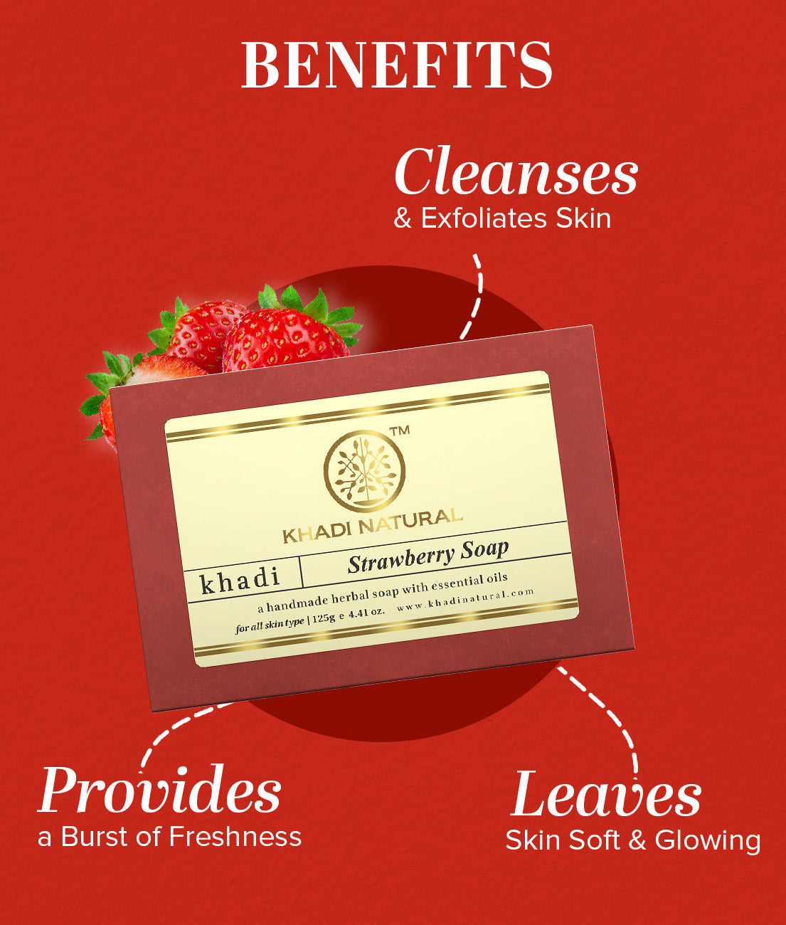 Khadi Natural Strawberry Soap - 125gm 