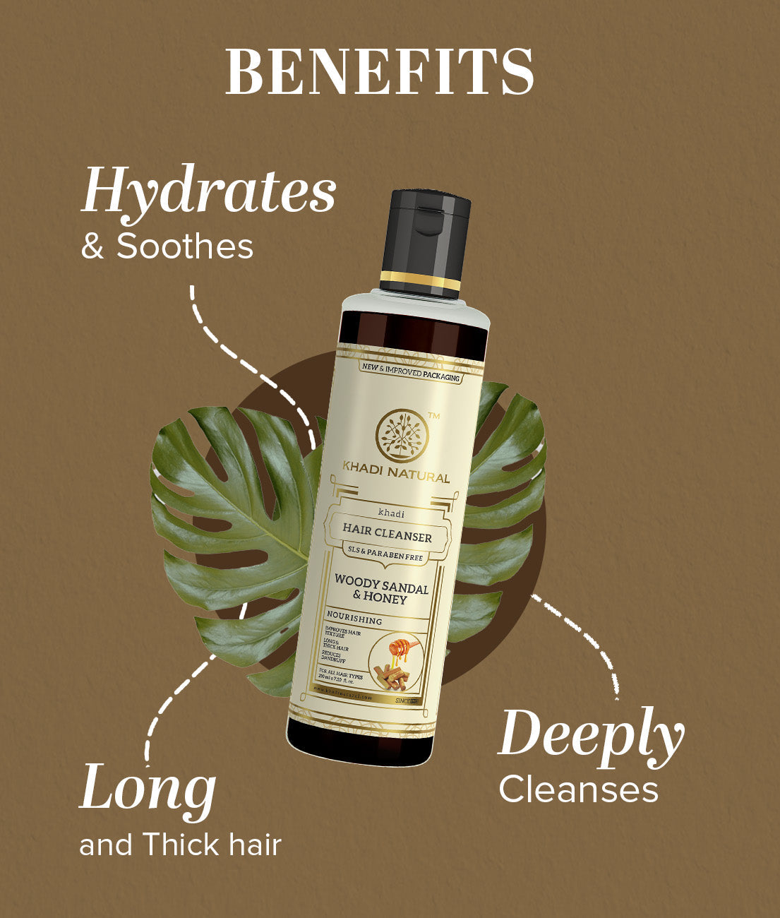 Khadi Natural Woody Sandal & Honey Hair Cleanser SLS & Paraben Free - 210ml 