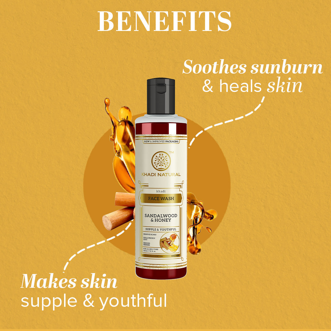 Khadi Natural Sandalwood & Honey Face Wash Combo Pack Of 2 - 210ml Each - Sale 