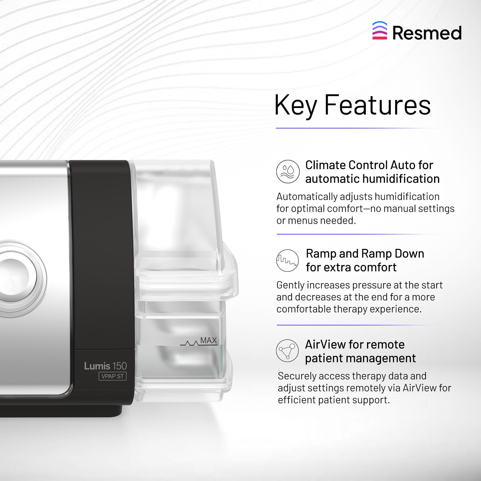 Resmed Lumis™ 150 VPAP ST Non‑Invasive Ventilator – Tripack 4G 