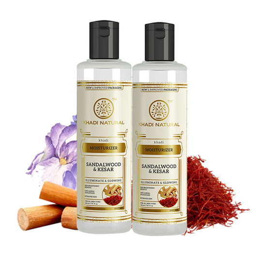 Khadi Natural Sandalwood & Kesar Moisturizer Combo Pack of 2 - 210ml Each 