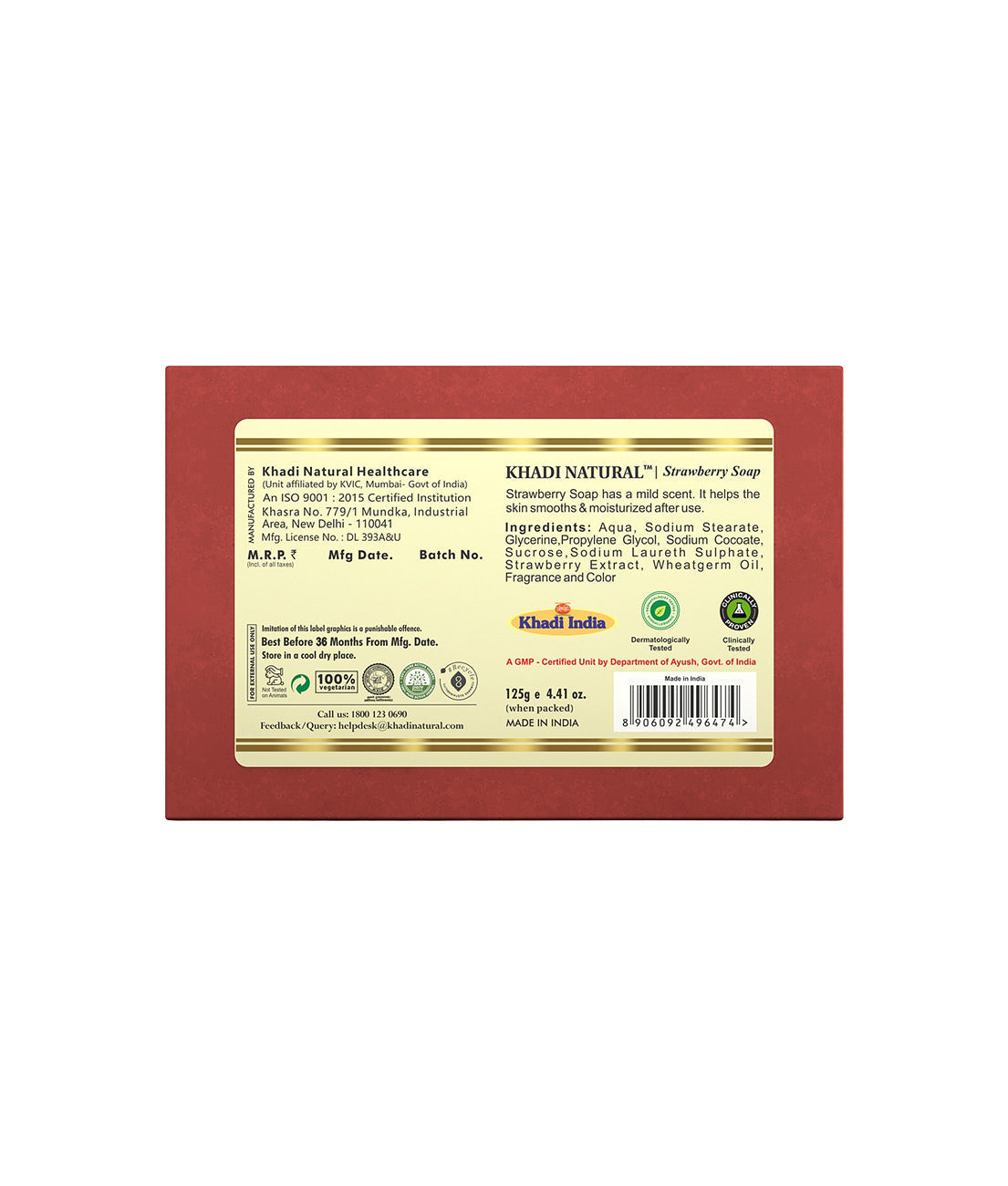 Khadi Natural Strawberry Soap - 125gm 