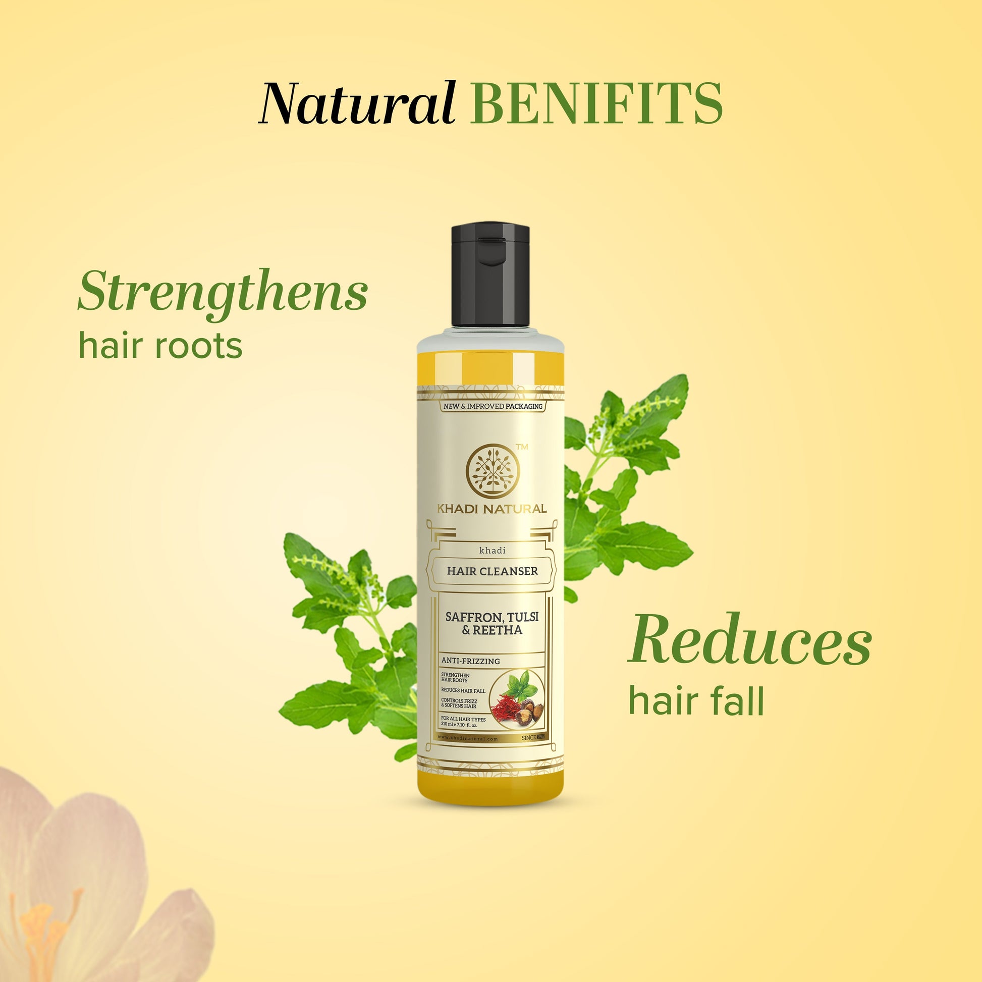 Khadi Natural Saffron Tulsi & Reetha Hair Cleanser - 210ml 