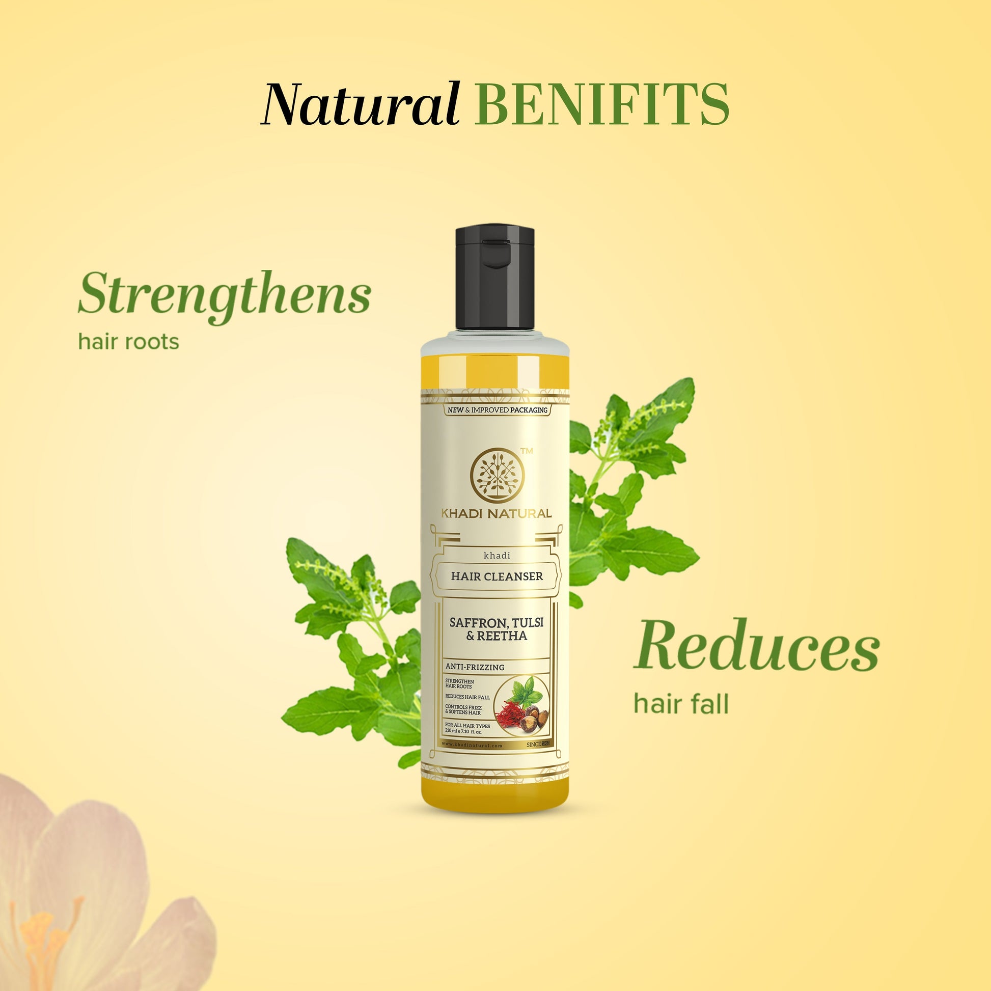 Khadi Natural Saffron Tulsi & Reetha Hair Cleanser - 210ml 