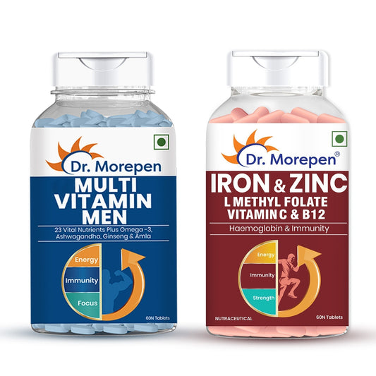 Dr Morpen Iron & Zinc + Multivitamin Men Tablets Combo 