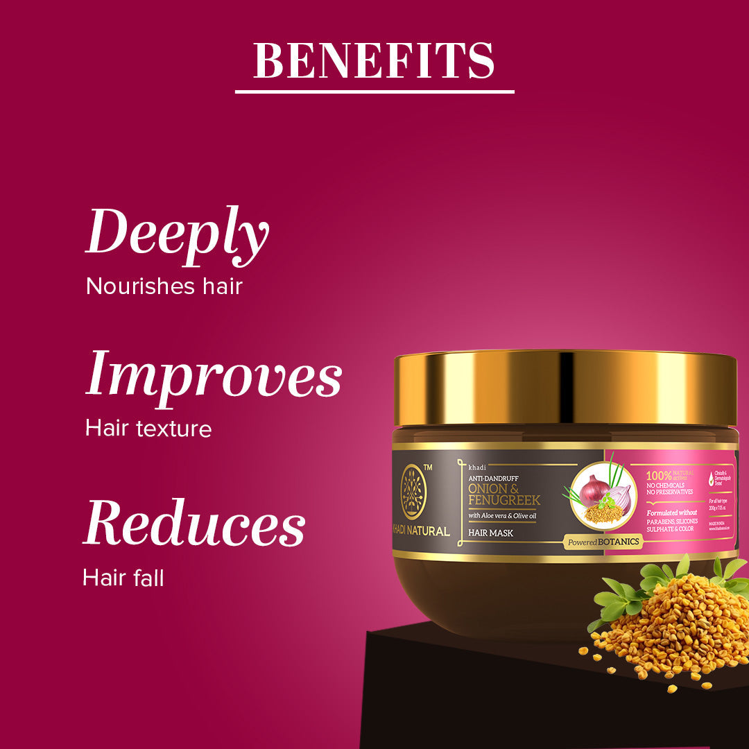 Khadi Natural Onion & Fenugreek Hair Mask – SLS, Paraben & Color Free - 200gm 