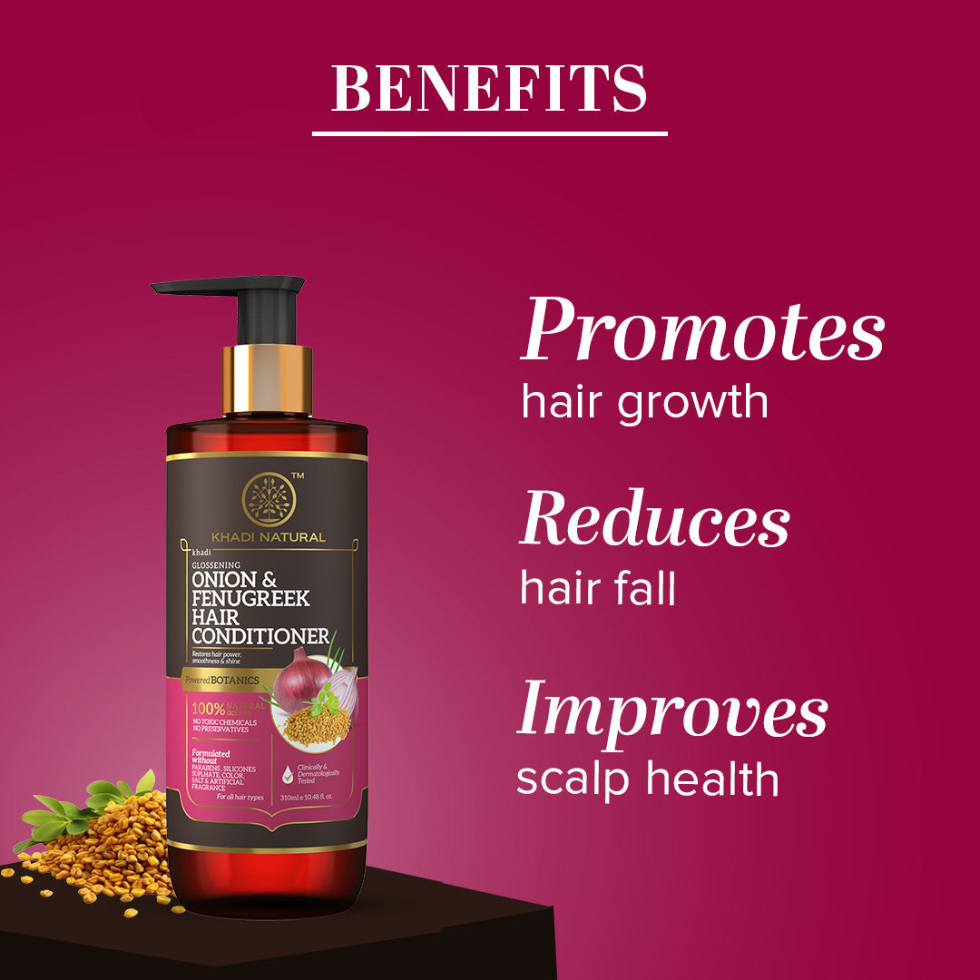 Khadi Natural Onion & Fenugreek Hair Conditioner - Paraben, Silicones, Sulphate, Color, Salt & Artificial Fragrance Free - 310ml 