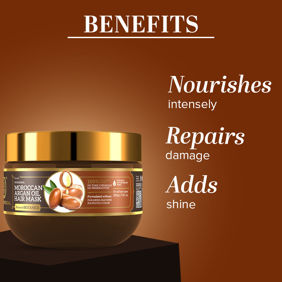 Khadi Natural Moroccan Argan Oil Hair Mask – SLS, Paraben & Color-Free - 200gm 