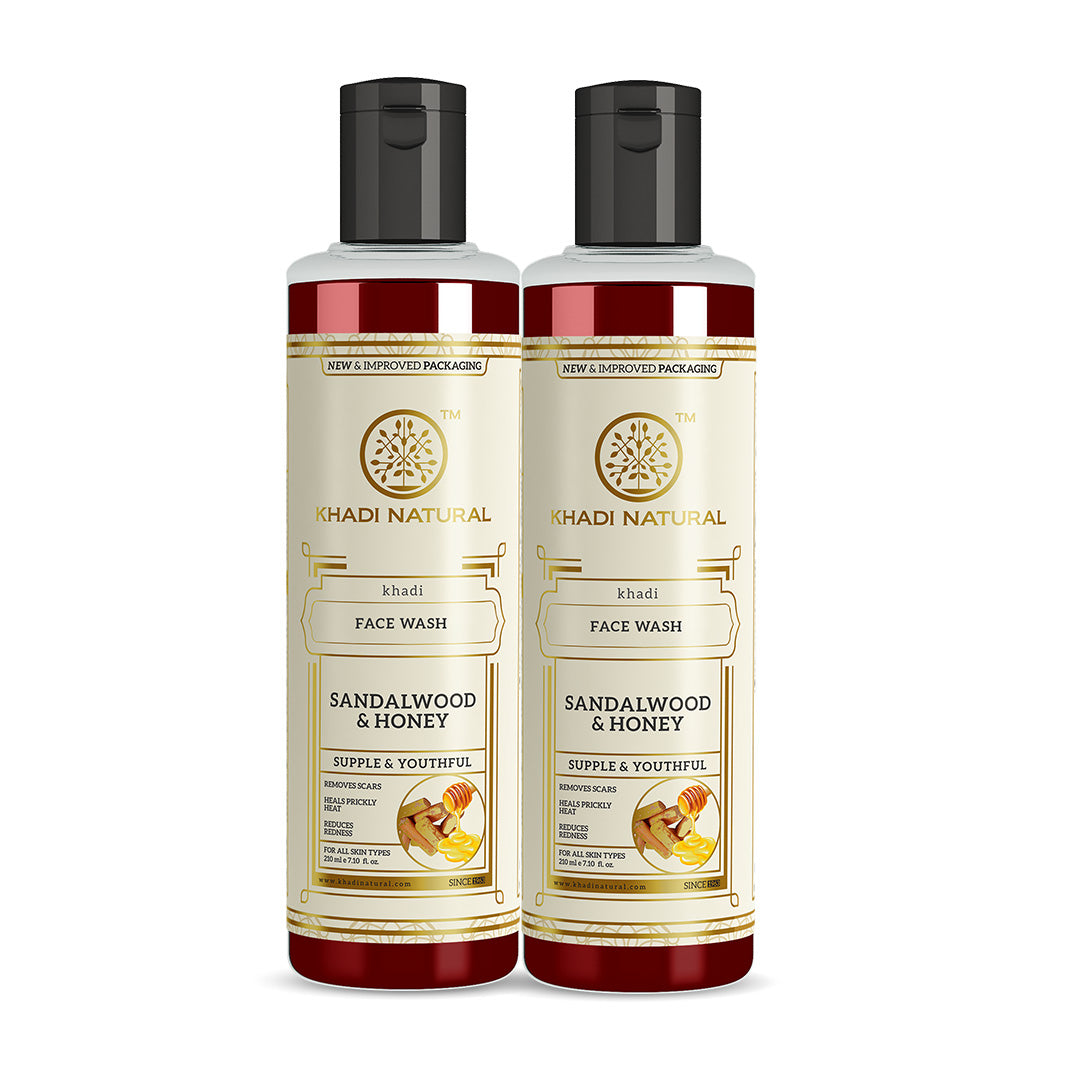 Khadi Natural Sandalwood & Honey Face Wash Combo Pack Of 2 - 210ml Each - Sale 