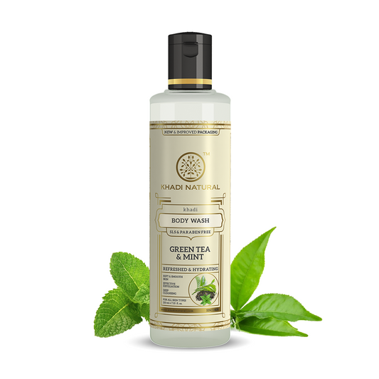 Khadi Natural Green Tea & Mint Body Wash SLS & Paraben Free - 210ml Sale 