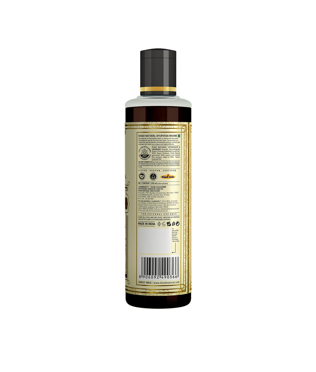 Khadi Natural Woody Sandal & Honey Hair Cleanser SLS & Paraben Free - 210ml 