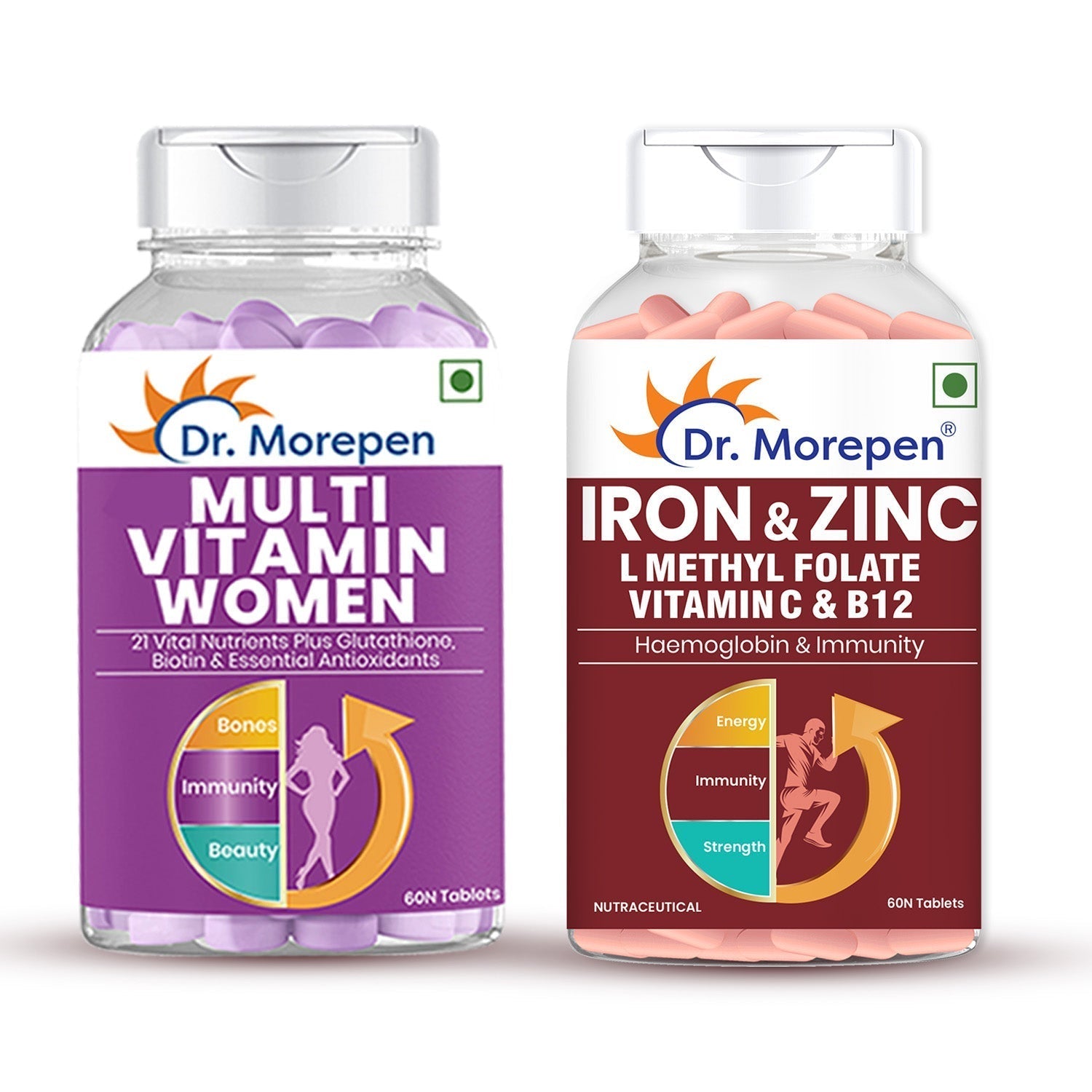 Dr Morpen Iron & Zinc + Multivitamin Women Tablets Combo 