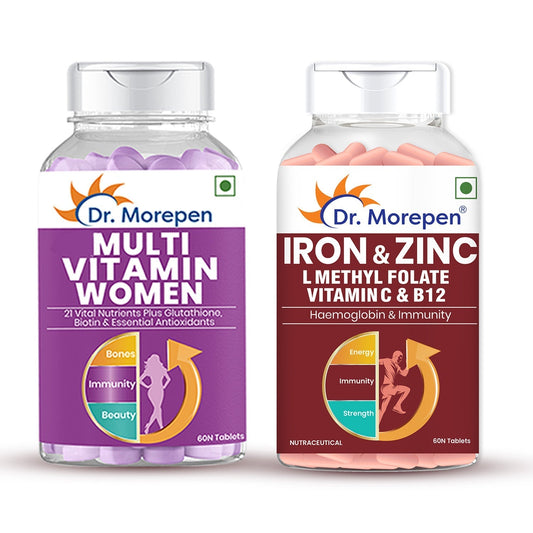 Dr Morpen Iron & Zinc + Multivitamin Women Tablets Combo 