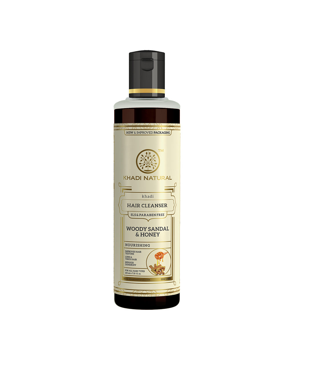 Khadi Natural Woody Sandal & Honey Hair Cleanser SLS & Paraben Free - 210ml 