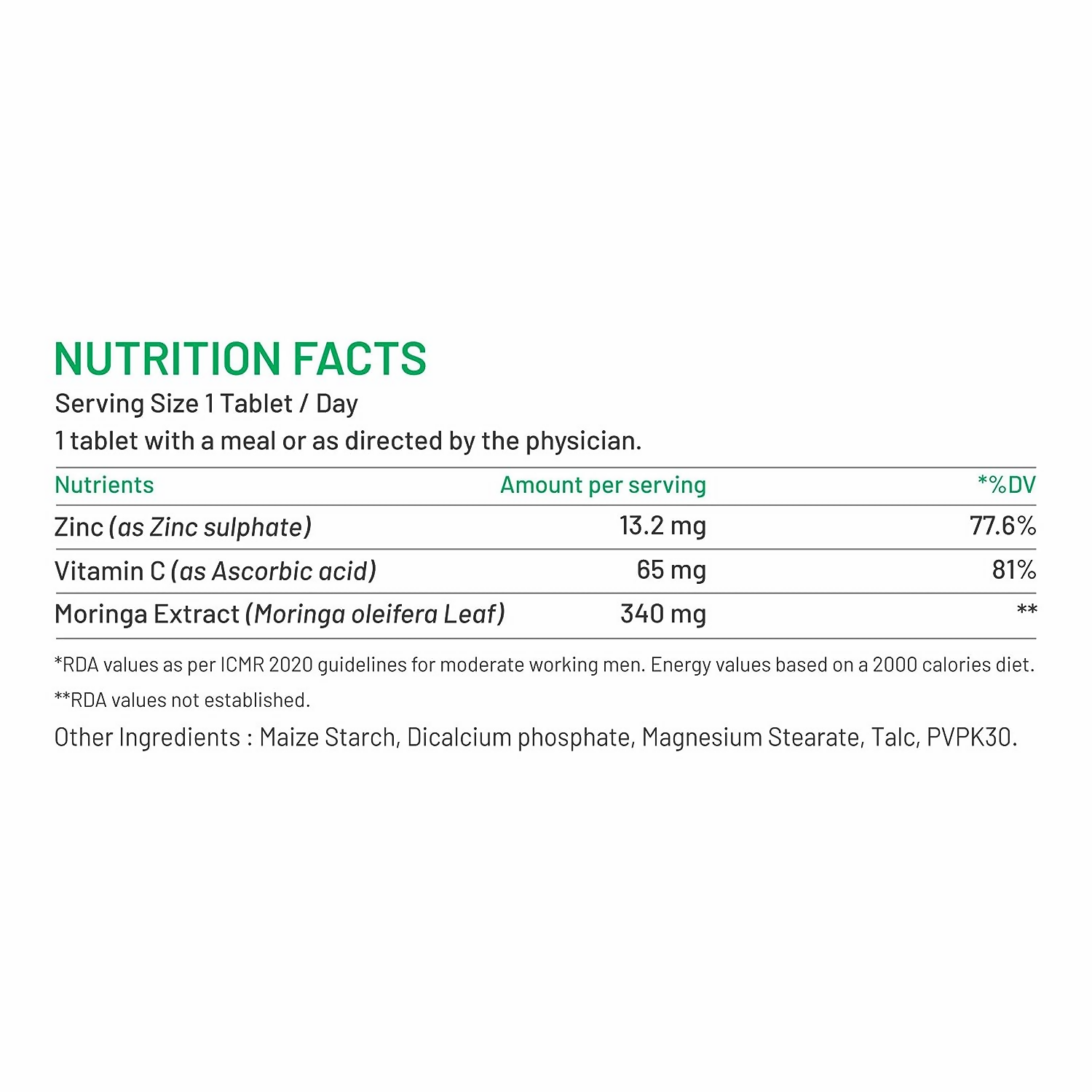Bliss Welness Zinc Vitamin C+ Moringa Tablets - Grab2buy