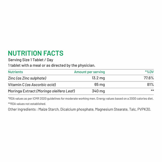 Bliss Welness Zinc Vitamin C+ Moringa Tablets - Grab2buy