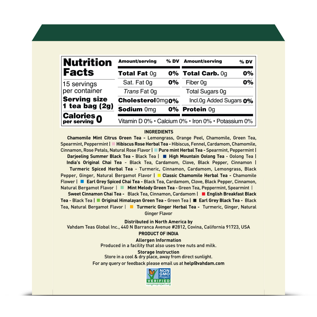 Assorted Selection Tea Sampler, 15 Variants 