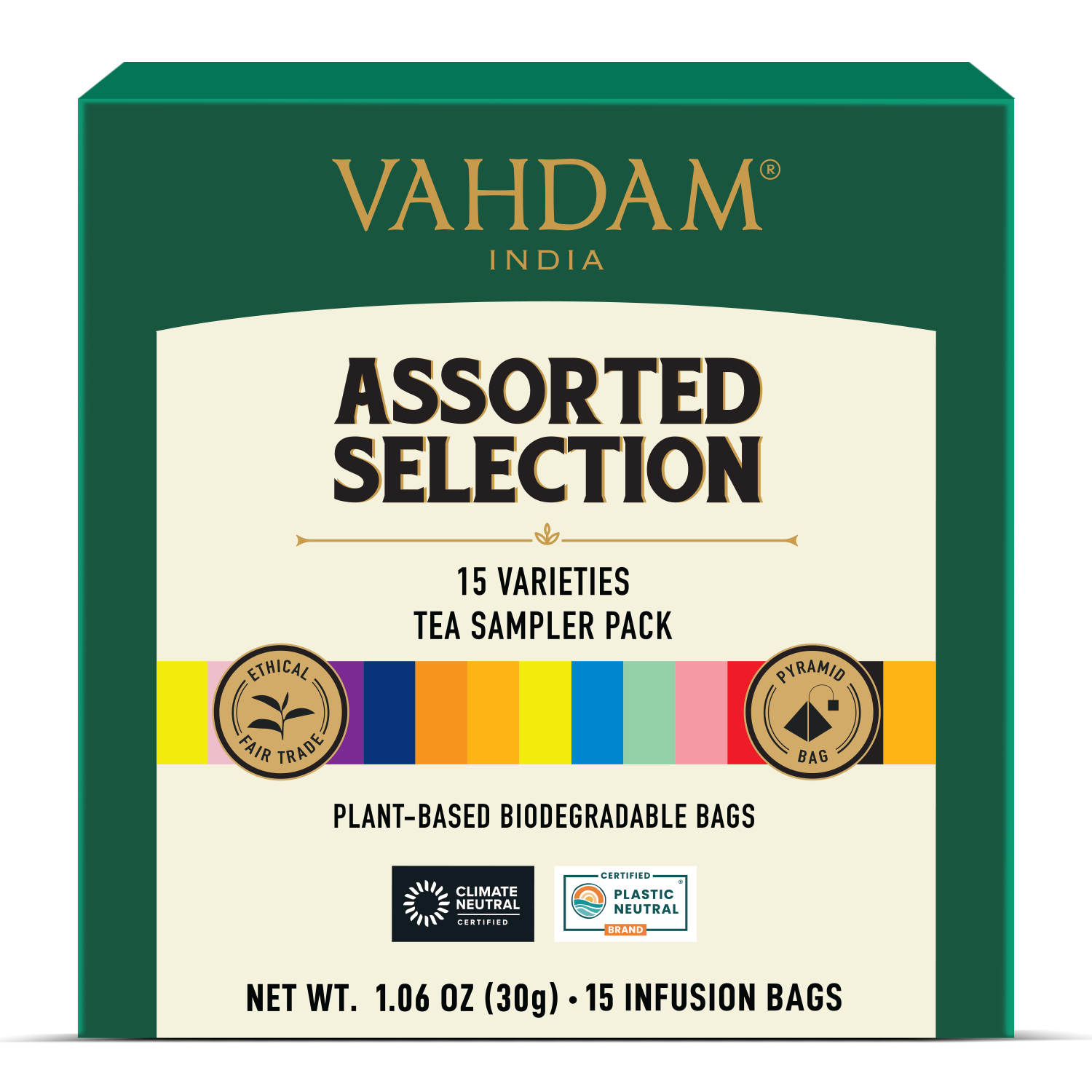 Assorted Selection Tea Sampler, 15 Variants 