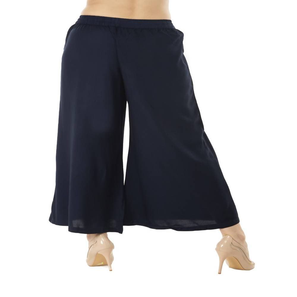 Lagi Women's Navy Blue Solid Palazzo (PLZ01B) 