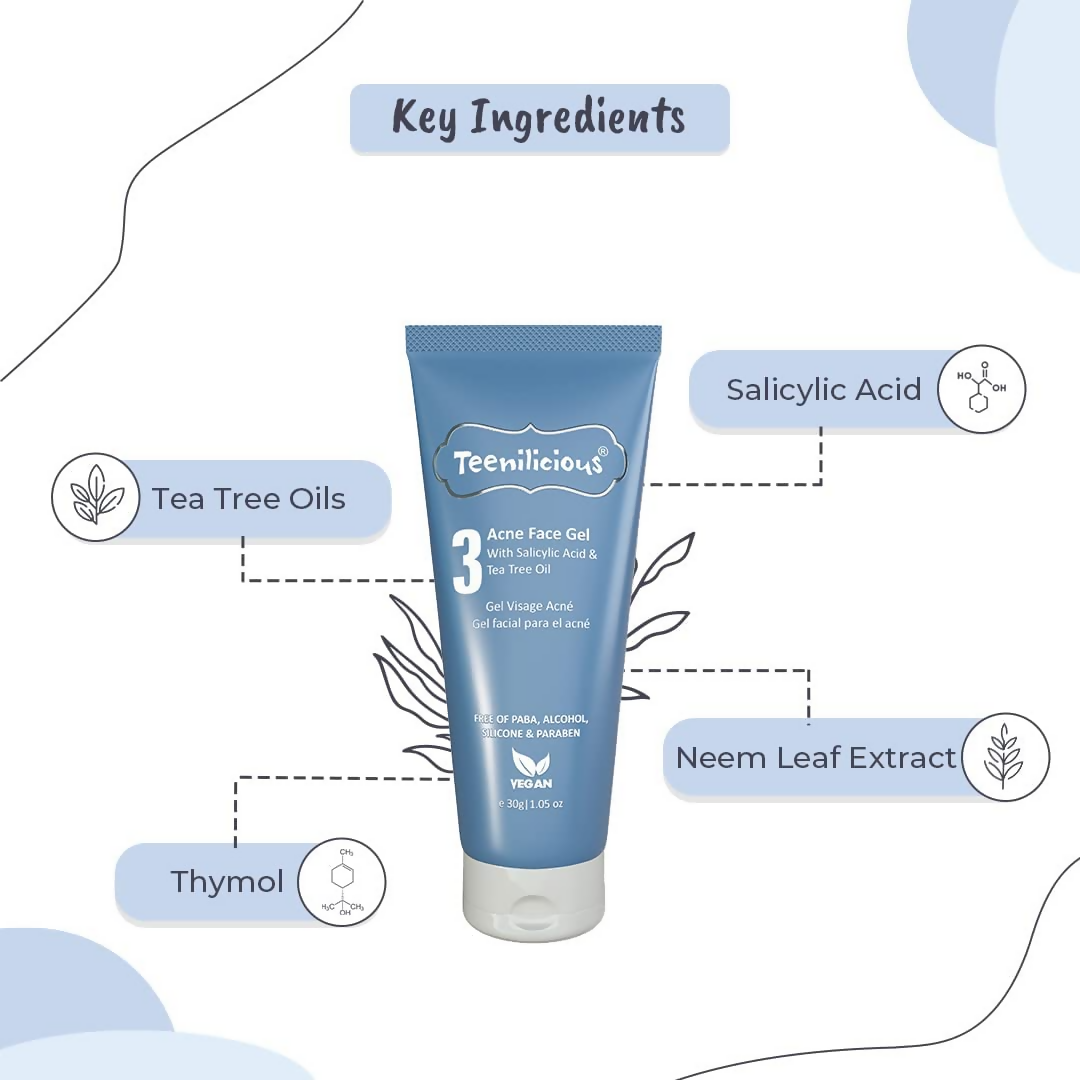 Teenilicious Acne Face Gel With 2% Salicylic Acid & Tea Tree Oil 
