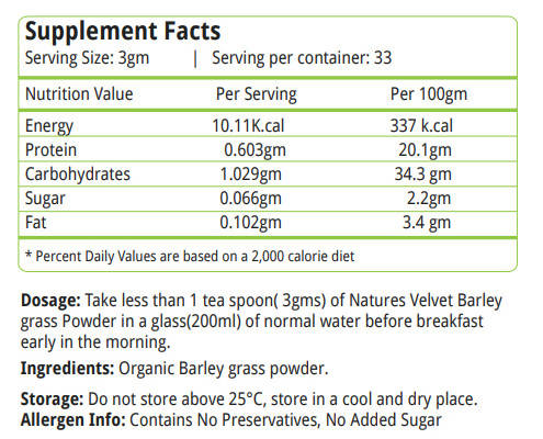 Nature's Velvet Barley Grass Powder 