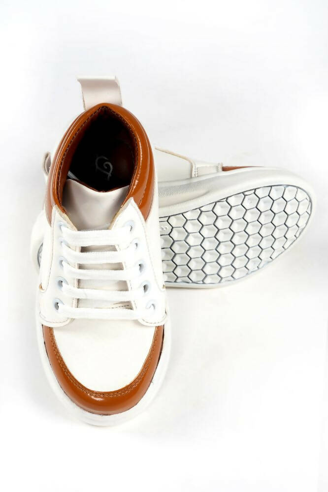 Tiny Bugs For Boys & Girls Mid Top Sneakers - White & Tan  Grab2Buy Tiny Bugs Grab2Buy