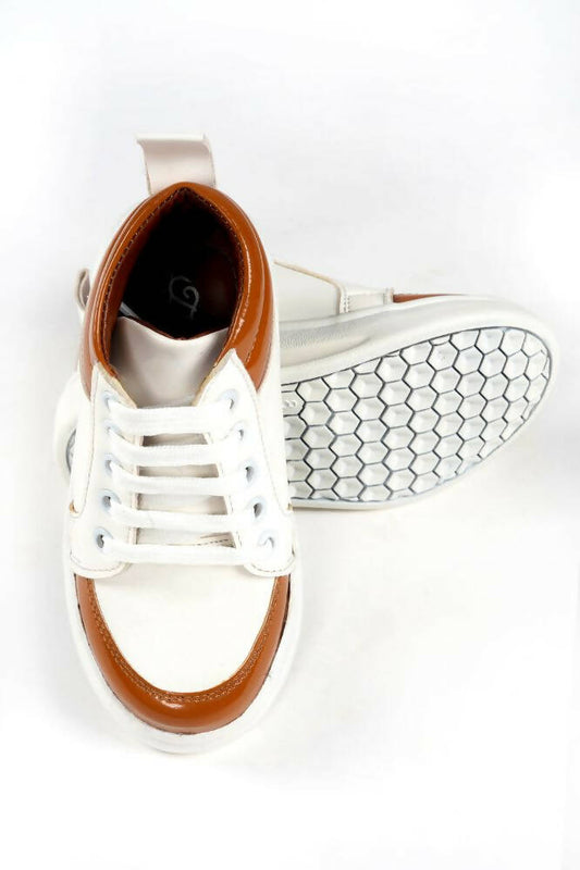 Tiny Bugs For Boys & Girls Mid Top Sneakers - White & Tan  Grab2Buy Tiny Bugs Grab2Buy