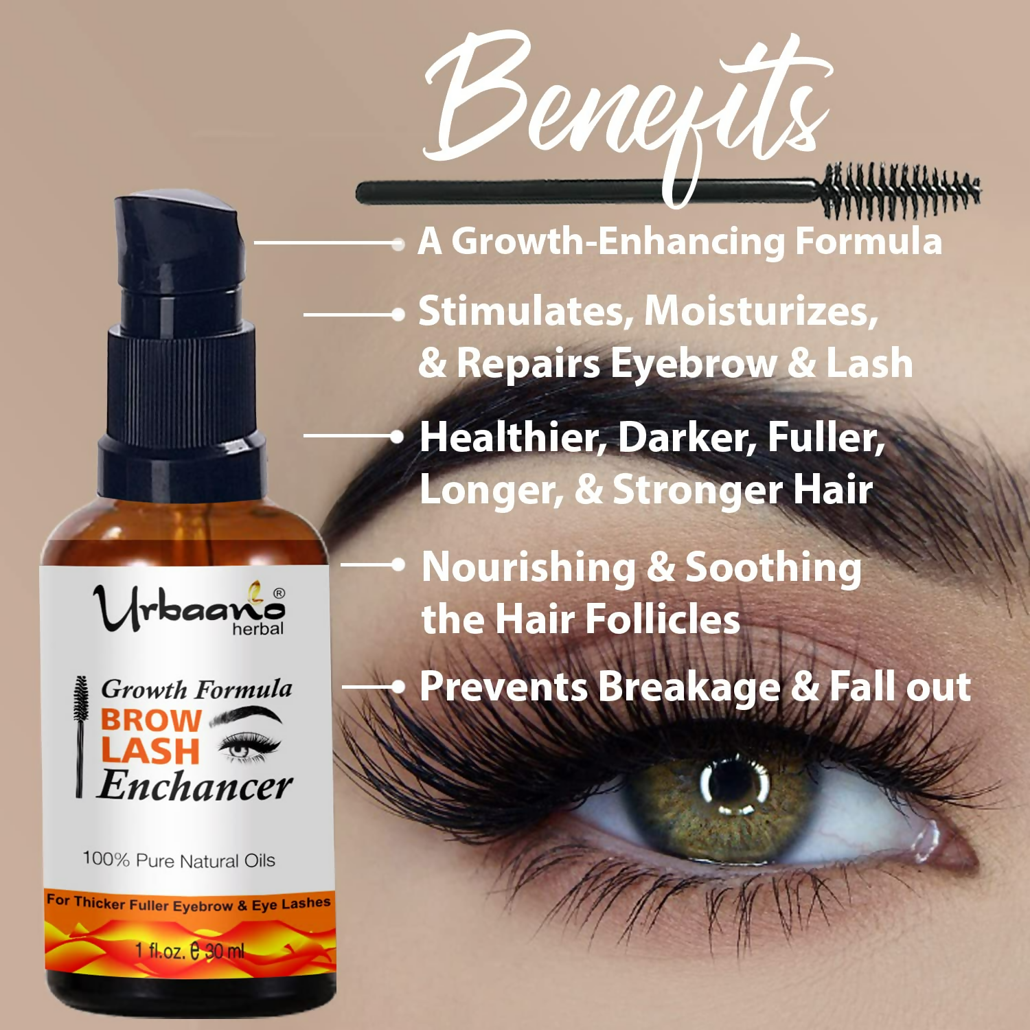 Urbaano Herbal Premium Eyebrow & Eyelash Growth Serum Oil  Grab2Buy Urbaano Herbal Grab2Buy