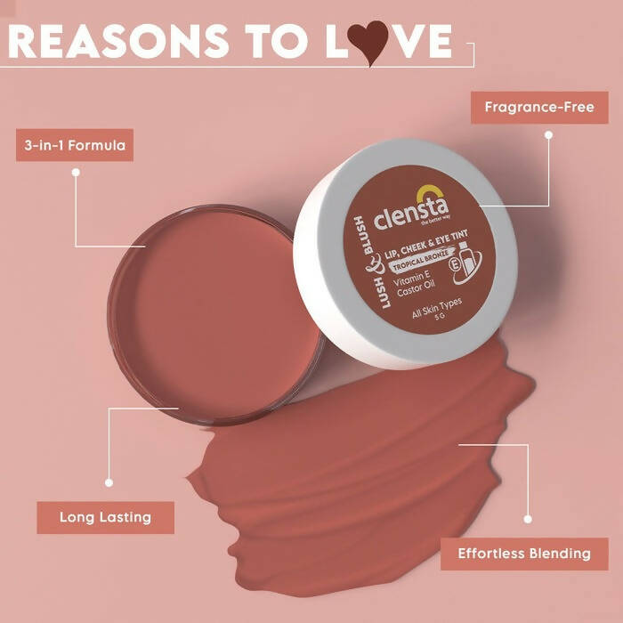 Clensta Lush & Blush Lip, Cheek & Eye Tint 05 Tropical Bronze 