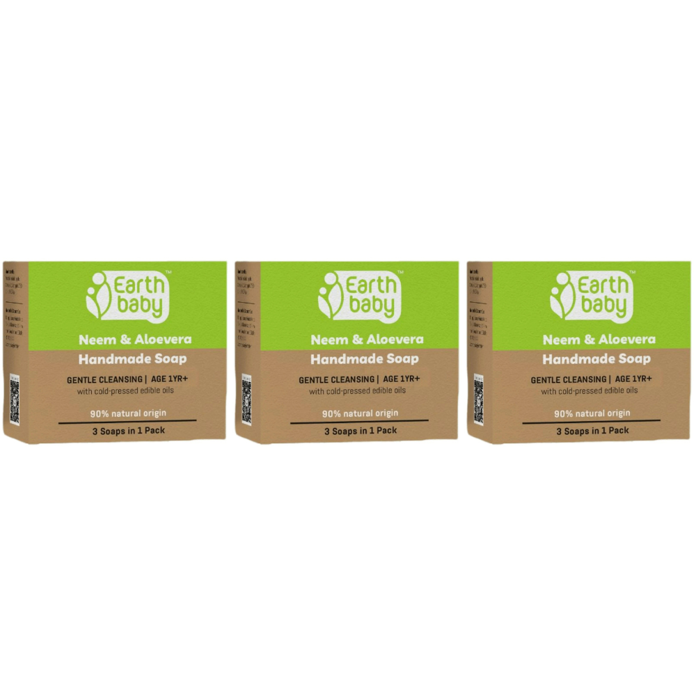 Earthbaby Handmade Neem & Aloevera Bath Soap 90% Natural Origin 