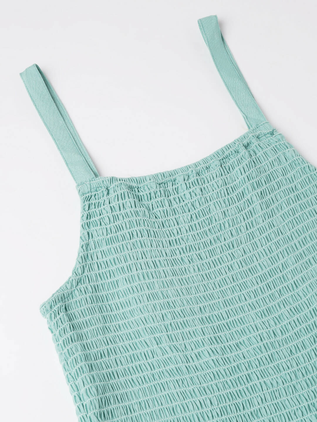 Sea Green Cotton Solid Flared Dress with Printed Shrug - Yukti