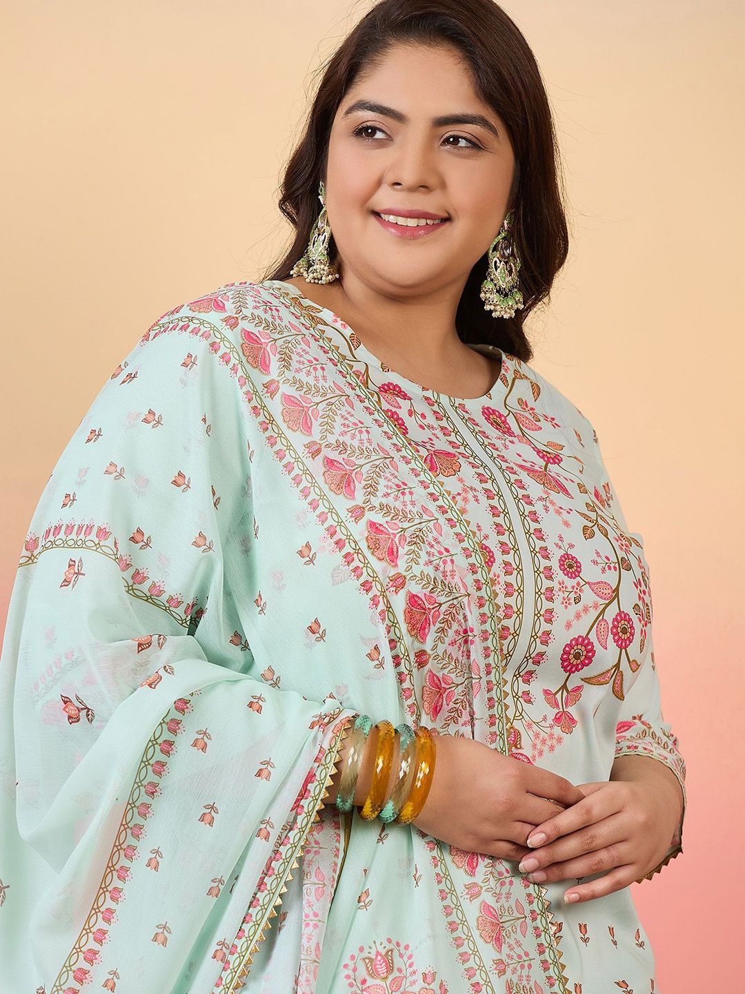 Sztori Women Floral Printed Regular Kurta with Trousers & With Dupatta