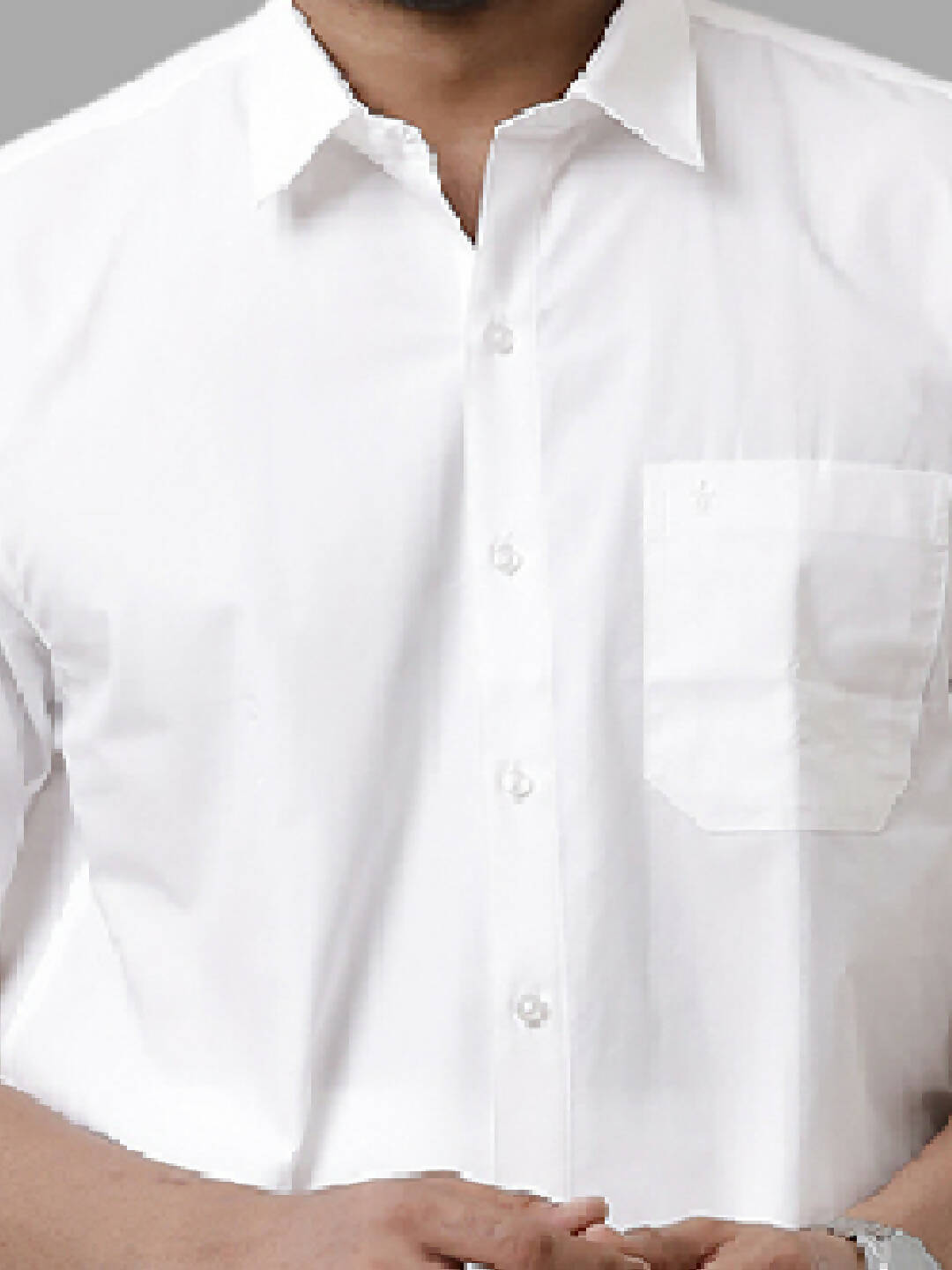 Ramraj Cotton Mens Half Sleeve Formal Poly Cotton White Shirt 