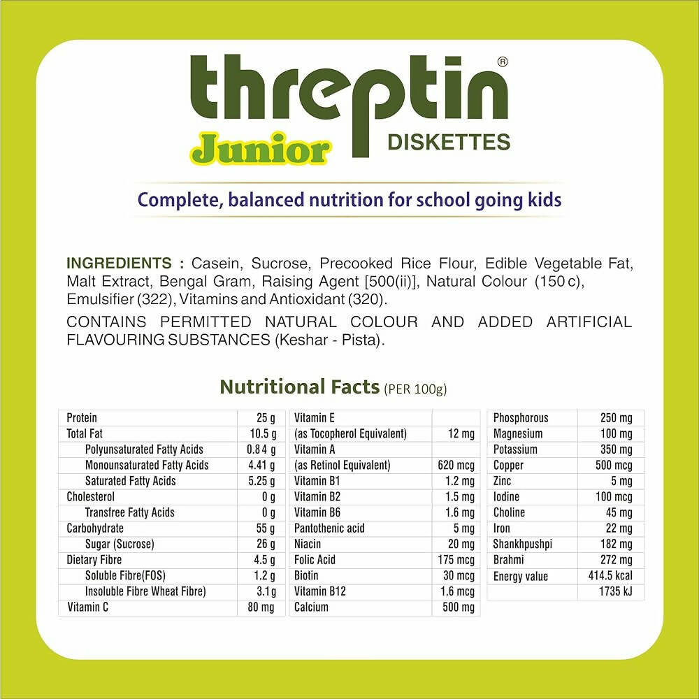 Threptin Junior Diskettes - Kesar Pista  Grab2Buy Threptin Grab2Buy