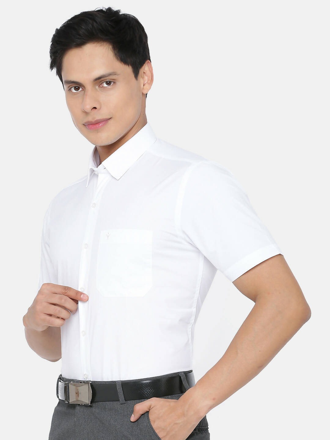 Ramraj Cotton Mens Half Sleeve Formal 100 % Cotton White Shirt 