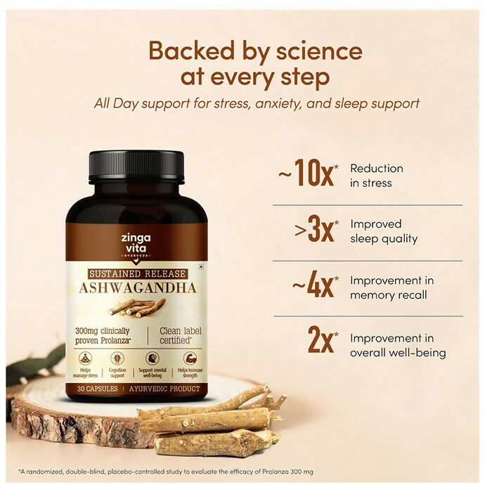 Zingavita Ayurveda Sustained Release Ashwagandha 300mg Capsules - Grab2buy