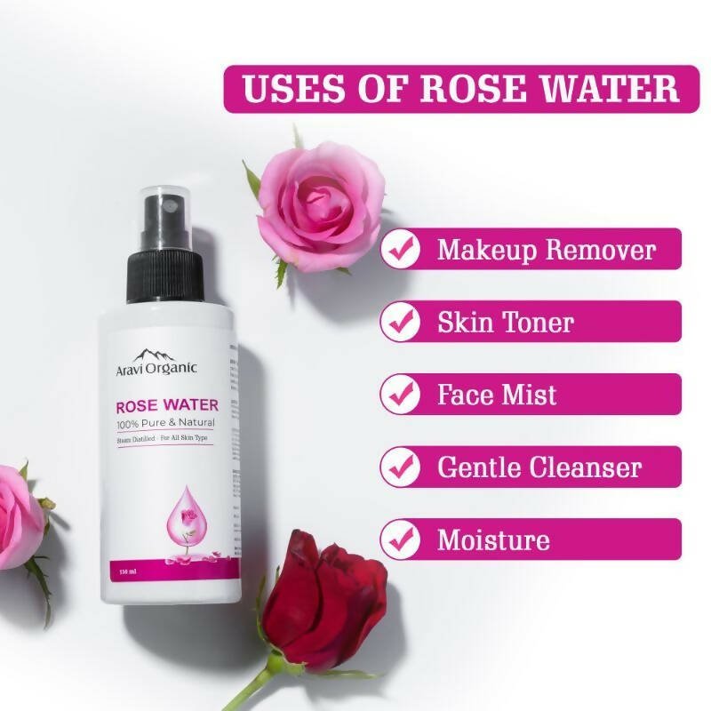 Aravi Organic 100% Steam Distilled Rose Water Face Toner Spray 