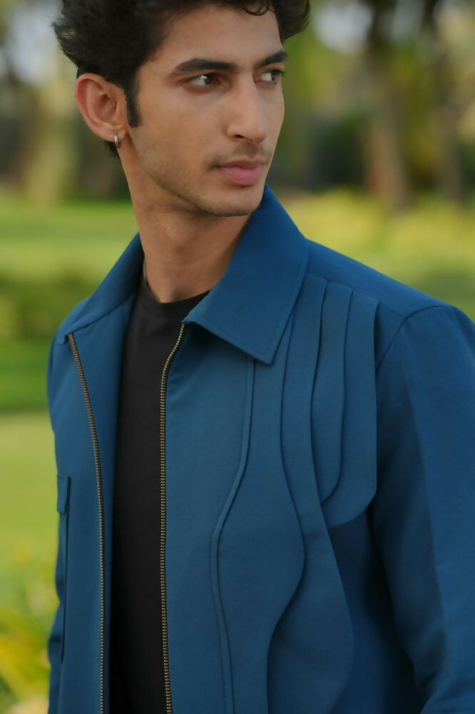 Sleek Teal Blue Shacket by Hilo Design