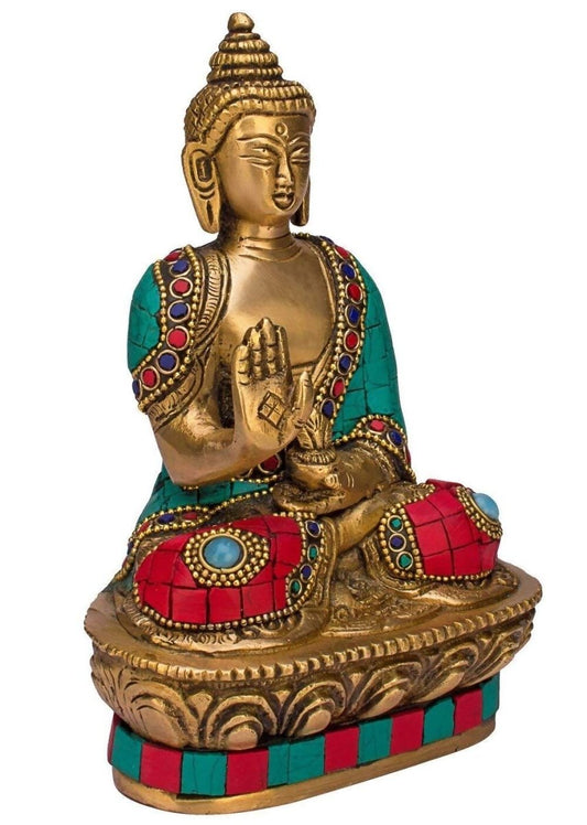 Artvarko Brass Buddha Vitarka Statue Multicolor - Grab2buy