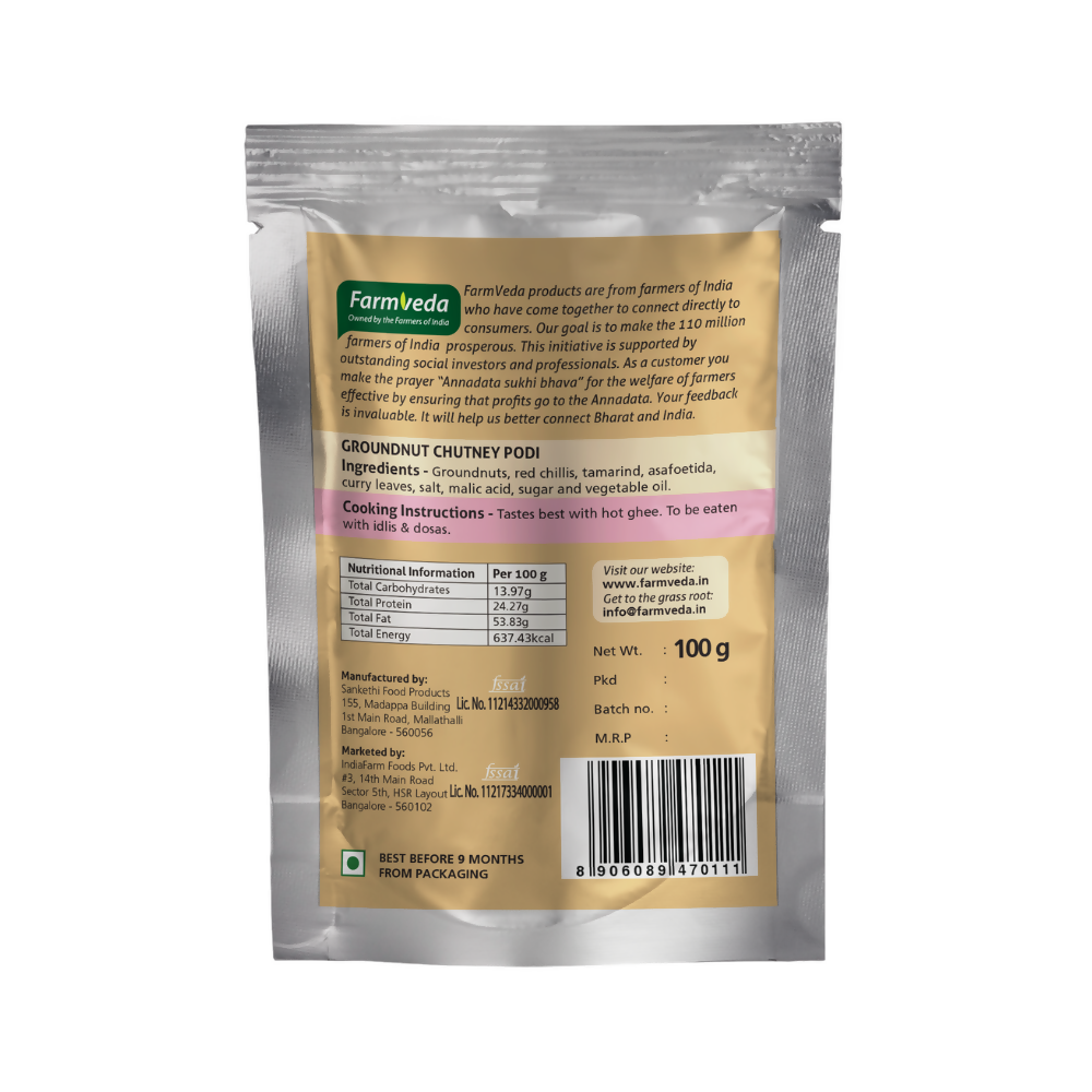 Farmveda Ready To Eat- Groundnut Chutney Podi - Grab2buy