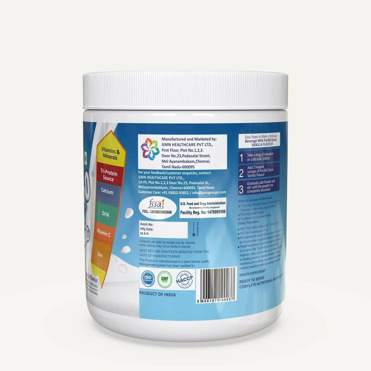 Pro360 Classic Daily Wellness Family Protein Health Drink Supplement Powder 