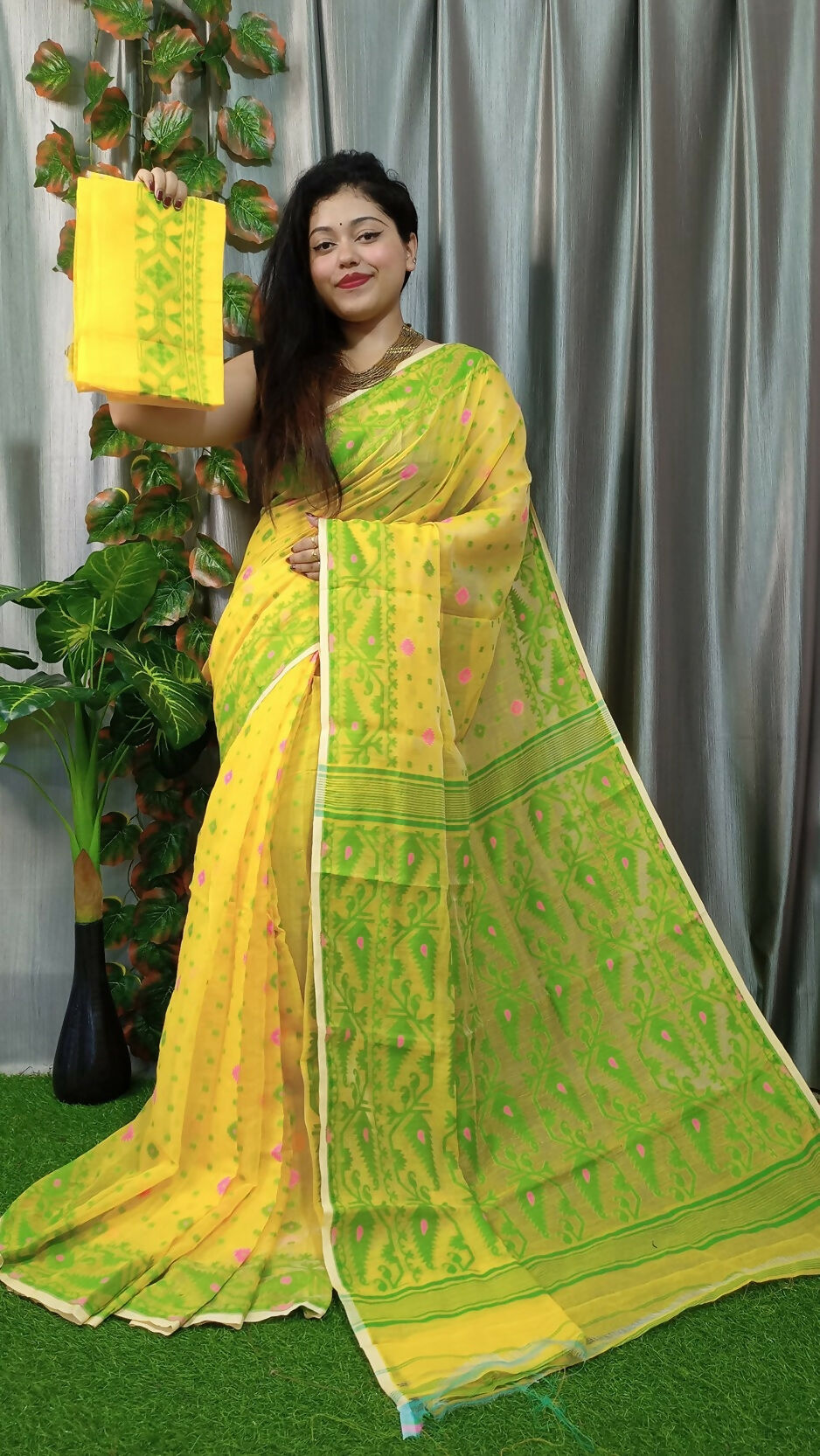 Exclusive Collection Yellow Beautiful Jamdani Collection Grab2Buy 