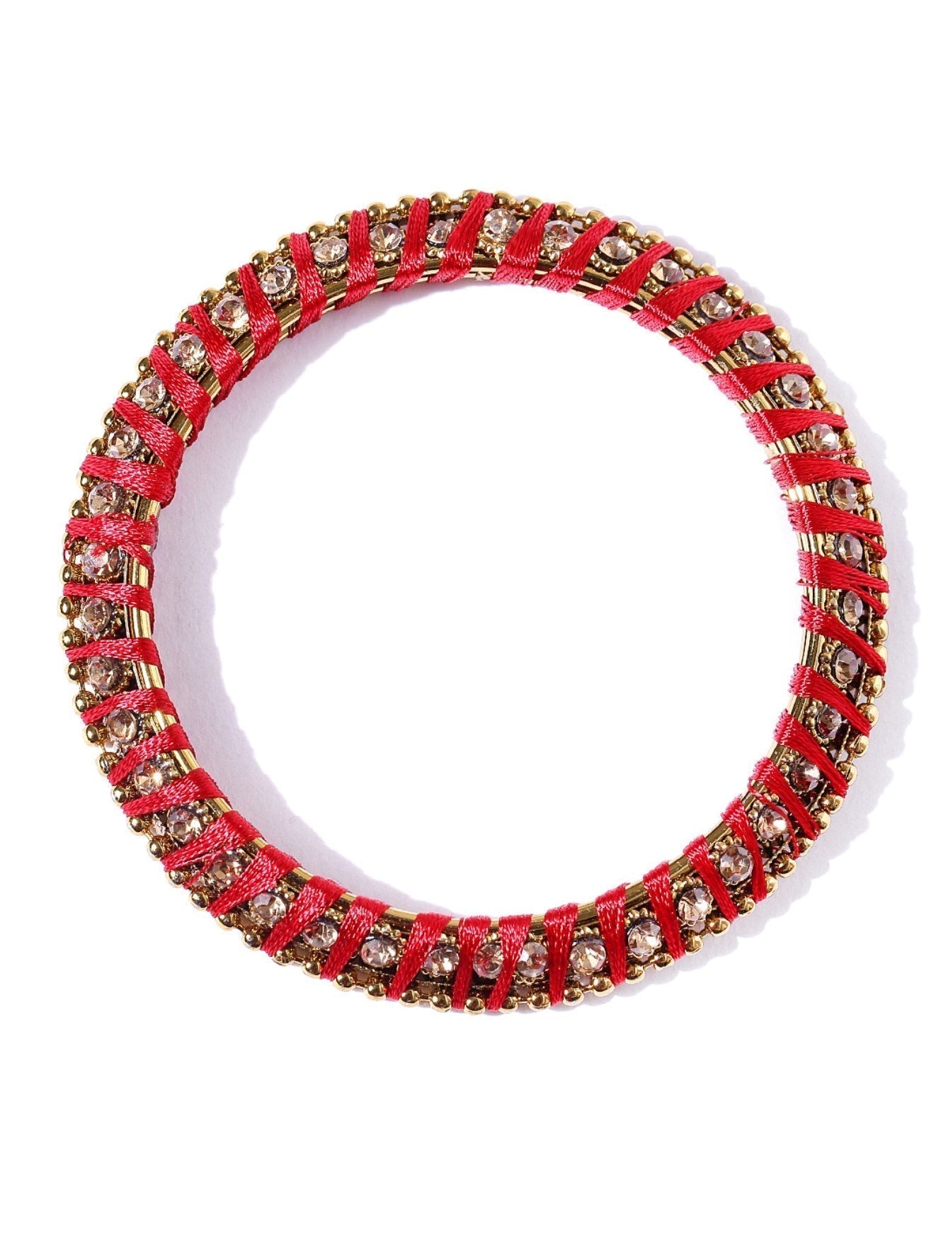 Priyaasi Women Set Of 4 Stones Studded Silk Threaded Bangles in Maroon Color 