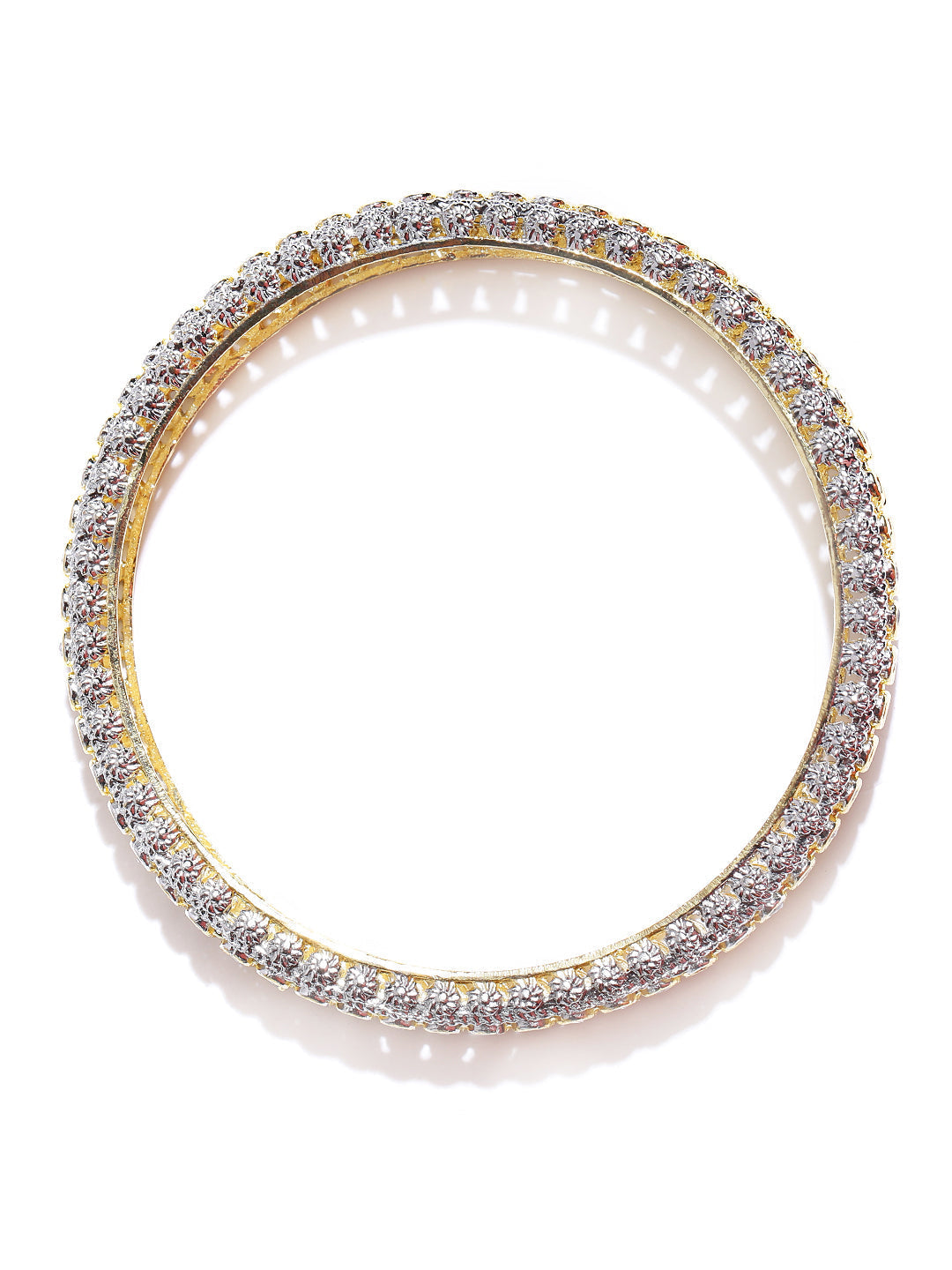 Priyaasi Women Set Of 2 Dual-Toned American Diamond Studded Bangles 