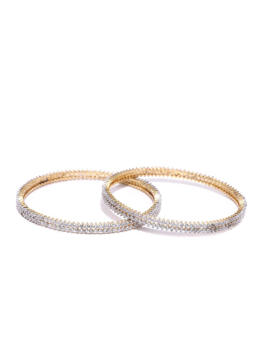 Priyaasi Women 2 Gold-Plated White Bangle - Grab2buy