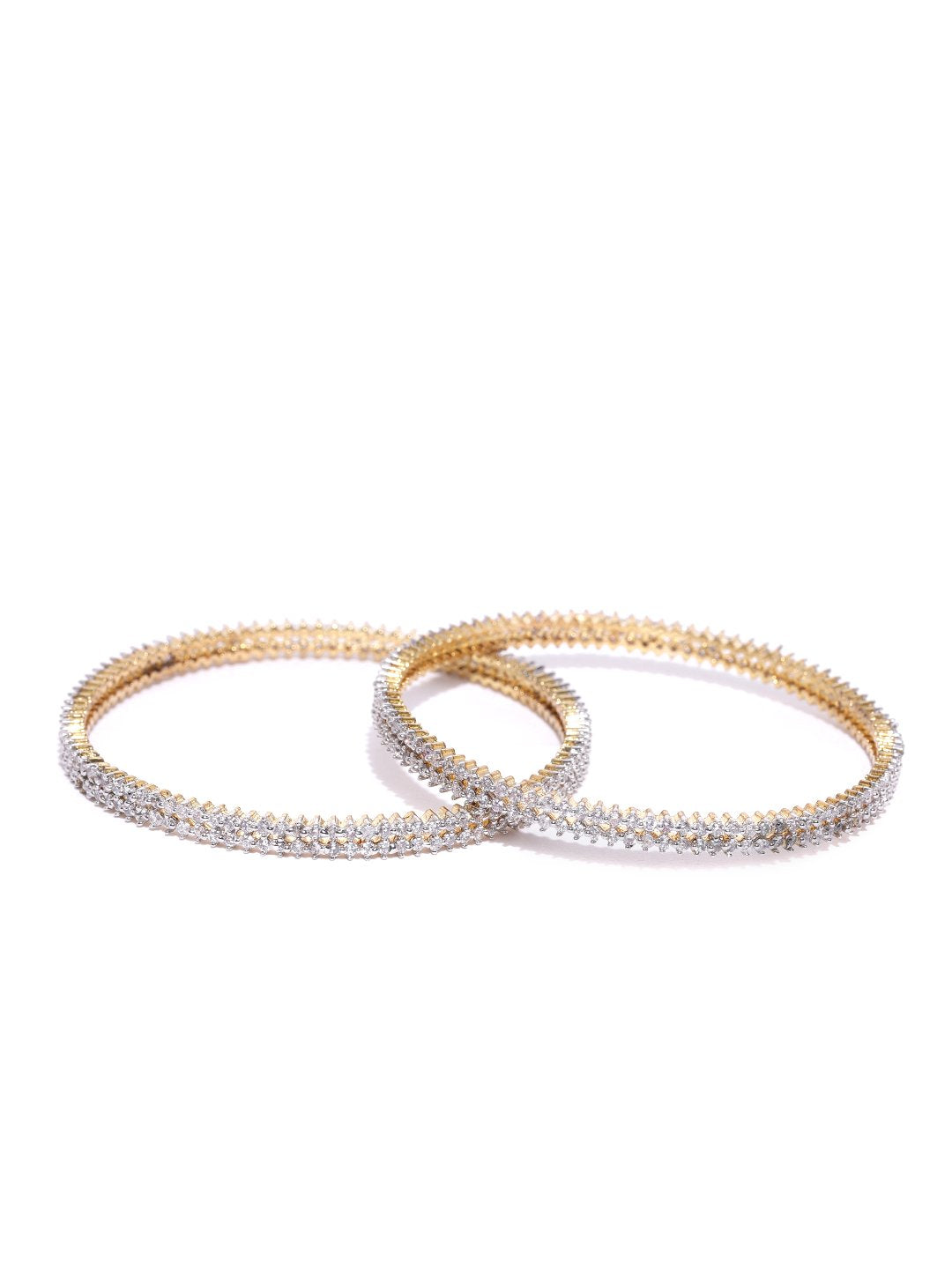 Priyaasi Women 2 Gold-Polished White Bangle 