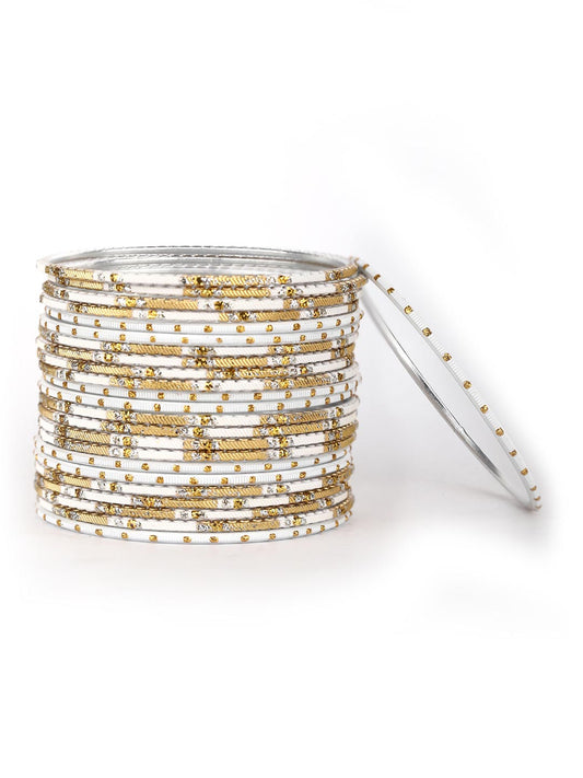 Priyaasi Women White & Golden Set of 24 Bangles - Grab2buy